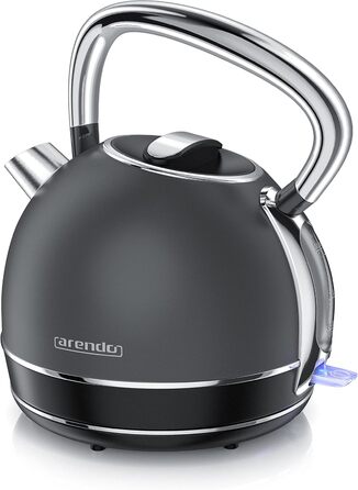 Arendo Retro Stainless Steel Kettle - 2.2L, 2200W, Cool Grey - Electric Kettle with Removable Scale Filter & Auto Shutoff