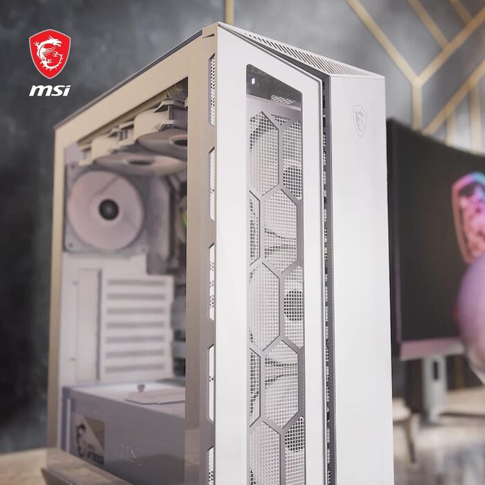 Корпус ПК MSI MPG GUNGNIR 110R White Mid-Tower з загартованим склом, підтримка ATX/M-ATX/Mini-ITX, 4 x 120mm ARGB вентилятори, USB 3.2 Gen 2x2