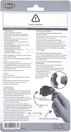 Тріксі Щітка для вичісування та розрідження шерсті для короткошерстих та жорсткошерстих собак та котів - змінний головка, лезо з нержавіючої сталі, гумовий пластиковий ручка, чорний/синій, 7 x 15 см, для маленьких собак та котів