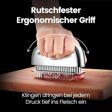 Відбивачка для м'яса з гострими лезами зі сталі нержавіючої, тендеризатор для стейків, яловичини, курки та свинини, підходить для посудомийки