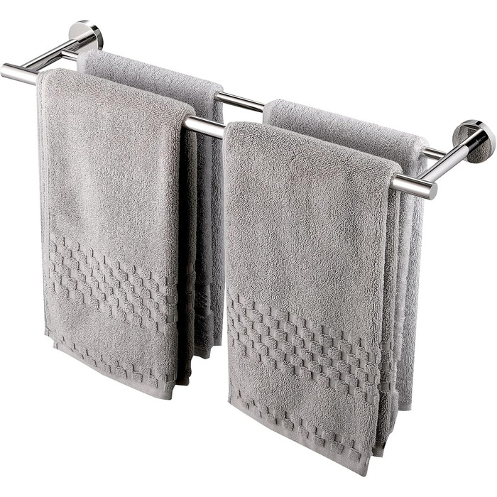 Тримач для рушників KES, подвійний, з нержавіючої сталі SUS304, 60 см, полірований, A2001S60