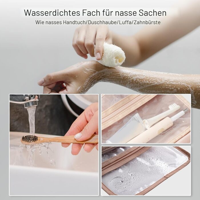 Дорожня косметичка EVERFUN для жінок, підвісна сумка для макіяжу та аксесуарів з 4 відділеннями, водонепроникна складна сумка-органайзер для подорожей, чорна, розмір M