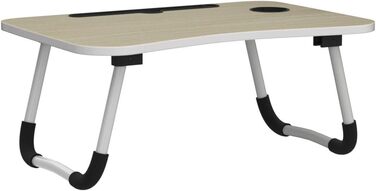 Стіл для ноутбука, піднос для ліжка, складаний портативний стіл для ноутбука, піднос для читання, піднос для сніданку, стіл для ноутбука, тримач для напоїв, піднос для книг, для вітальні, офісу та в дорогу, 60 x 40 см, білий