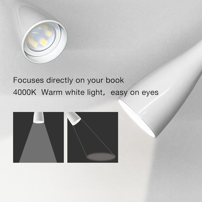Нічник-лампа для читання Wandleuchte з USB, 5 рівнів яскравості, сенсорне керування, гнучкий кронштейн, білий