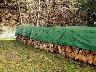 HanjetHJ Waterproof Green Tarp, 140g/m², Robust, Thick PE Material, as Tent Roof, Roof Covering, Protective Cover for Camping, Swimming Pool, Boat (4 x 5 m)