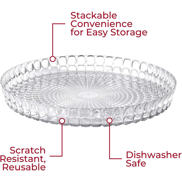Guzzini - Tiffany, Round Tray - Transparent, Ø35.6x h4 cm - 19890100