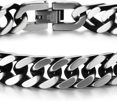 Чоловічий браслет-панцер з нержавіючої сталі COOLSTEELANDBEYOND, сатиновий, срібно-чорний