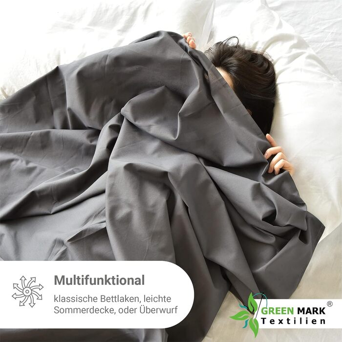 GREEN MARK Textiles 2-Pack Classic Fitted Sheets Bed Sheet 100% Cotton without Elastic Various Sizes and Colors Size: 150x250 cm, anthracite grey