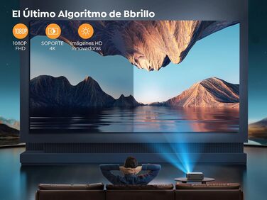 YABER One Dark Pro: Портативний проєктор для дому та вулиці, 1080P Full HD, 4K, автофокус, корекція Keystone, Wi-Fi 6, Bluetooth