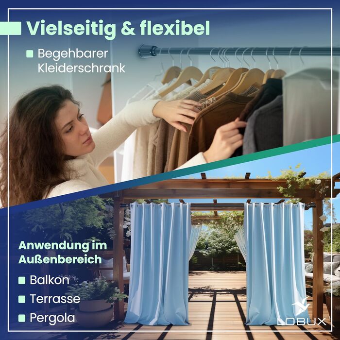 Штанга для штор без свердління – телескопічна штанга для штор, розтяжна – штанга для душу без свердління – штанга для штор, штанга для душу, вішалка для одягу, кріплення для сітки для котів (70-120 см, чорний)