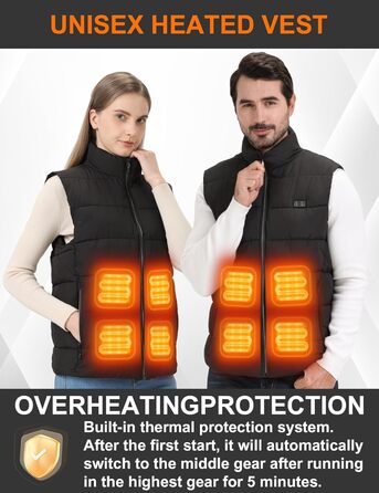 Обогревна жилетка для чоловіків та жінок, жилетка з підігрівом 15 зон та акумулятором 20000 mAh, для катання на лижах та полювання M Deep Black