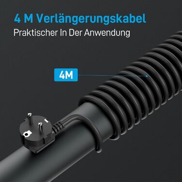 BEVA Розподільник розеток з прихованими роз'ємами 3680W/16A + захист від перенапруги 1050J + 2м кабель, 6 розеток + 3 USB-A + 1 USB-C (15W) з вимикачем, чорний