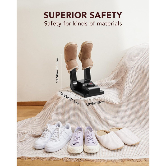 FORLIM Shoe Dryer Adjustable Temperature, with 24-Hour Delay Timer, Portable Glove Dryer and Boot Warmer, Automatic Shut-Off Timer, Foldable Design