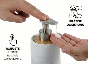 Набір для ванної кімнати 4 предмети з піддоном - мильничка, дозатор для мила (цинковий сплав), стакан для зубних щіток, поличка - мармуровий дизайн, бамбук - сучасний органайзер (Набір 3 Marble)