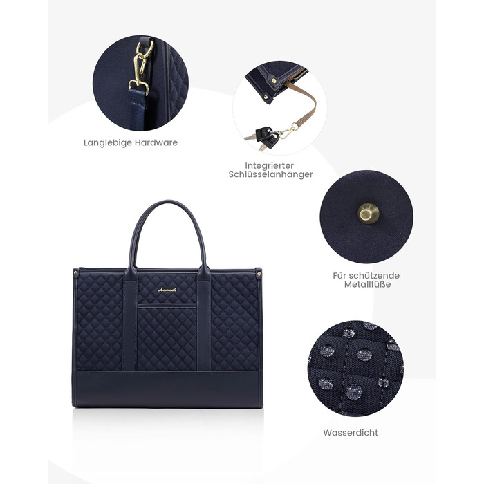 Сумка для ноутбука LOVEVOOK жіноча водонепроникна для роботи та навчання, 17 дюймів, темно-синя. Бізнес-сумка, портфель, сумка для викладача