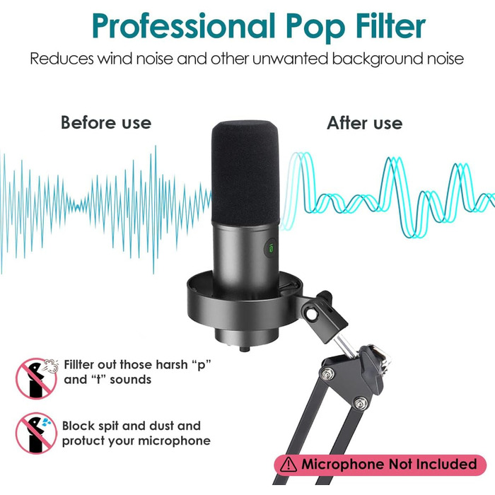 FIFINE K688 Тримач для мікрофона на підставці – кріплення для мікрофона з гнучким регулюванням, сумісний з FIFINE Recording XLR/USB мікрофонами, з кабелеутримувачами, для запису звуку, настільний, YOUSHARES