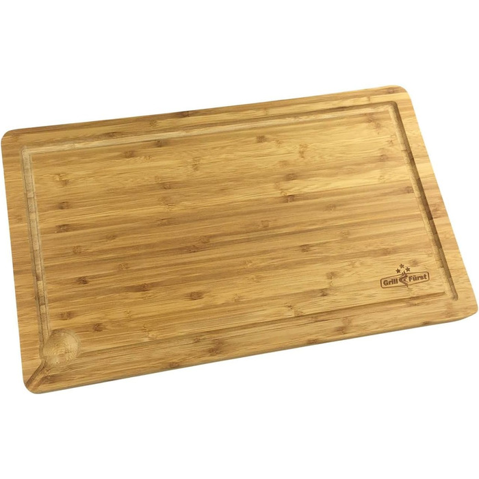 Дошка для нарізання Grillfürst з бамбука, нековзка, 50x30x2,5 см, для м'яса, сиру та ковбаси