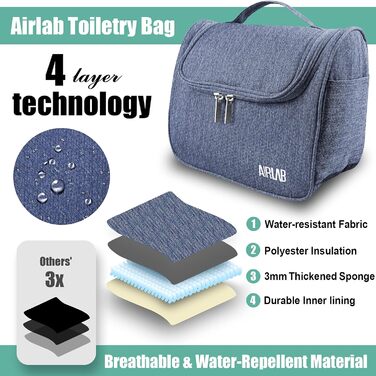 Сумка для косметики на гачку Airlab, 24 x 19,5 x 12,5 см, блакитна (Denim)