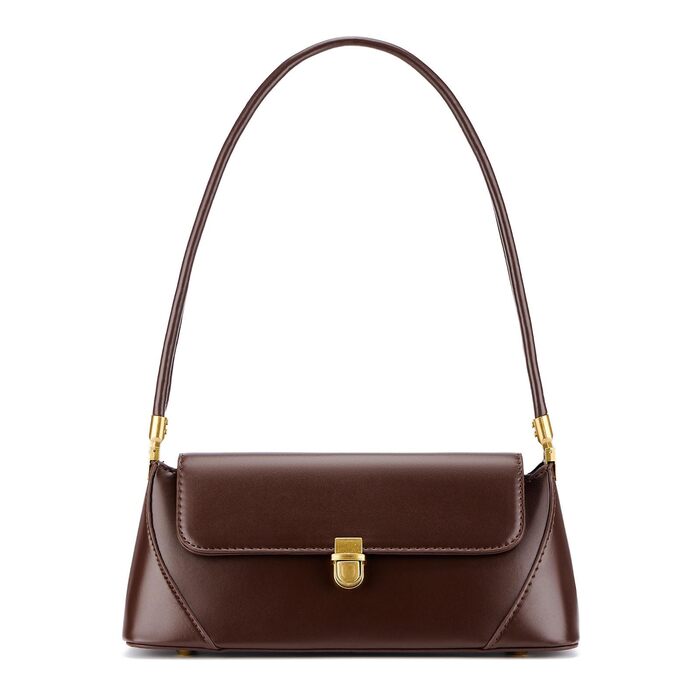 Жіноча сумка-клатч вінтажний стиль, коричнева екошкіра з пряжкою – ретро сумочка через плече