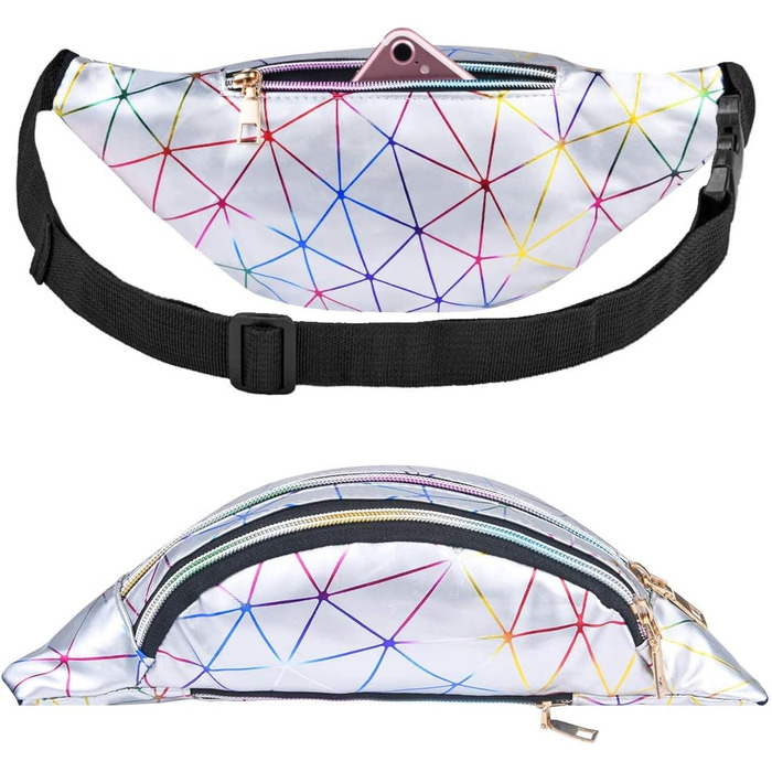 Flintronic Поясна сумка спортивна світловідбиваюча, металева водонепроникна, з відділенням для карт, для подорожей, хайкінгу, велоспорту, срібна (#2)