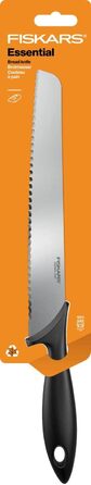 Ніж для хліба Fiskars Essential з хвилястим лезом, 23 см, пластик/нержавіюча сталь, чорний/сріблястий
