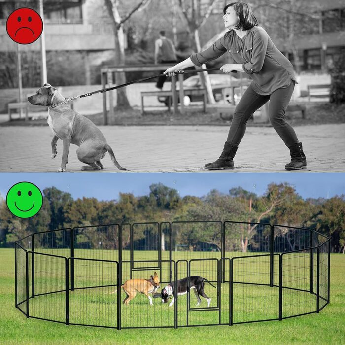 Металевий вольєр для собак 65x80 см з дверима та ґрунтовими анкерами. Модульний загін для цуценят, собак, котів, кроликів та дітей. Підходить для саду та вулиці.