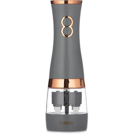 Електричні мельниці для солі та перцю Tower, працюють від батарейок, з регульованими керамічними жорнами, рожеві та рожеве золото T847004PNK (сірий)