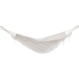 Vivere Double Cotton Hammock in Brazilian Style with Polyester End Loops, Weight Capacity 204 kg (Tropical) (Nature)