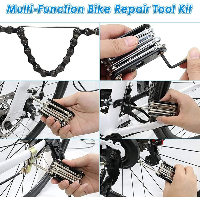 Набір інструментів для велосипеда WOTOW 16 в 1 - багатофункціональний велосипедний інструмент, комплект для ремонту велосипеда в дорозі, складаний інструмент для професійного ремонту велосипеда, мультитул для їзди на велосипеді на відкритому повітрі