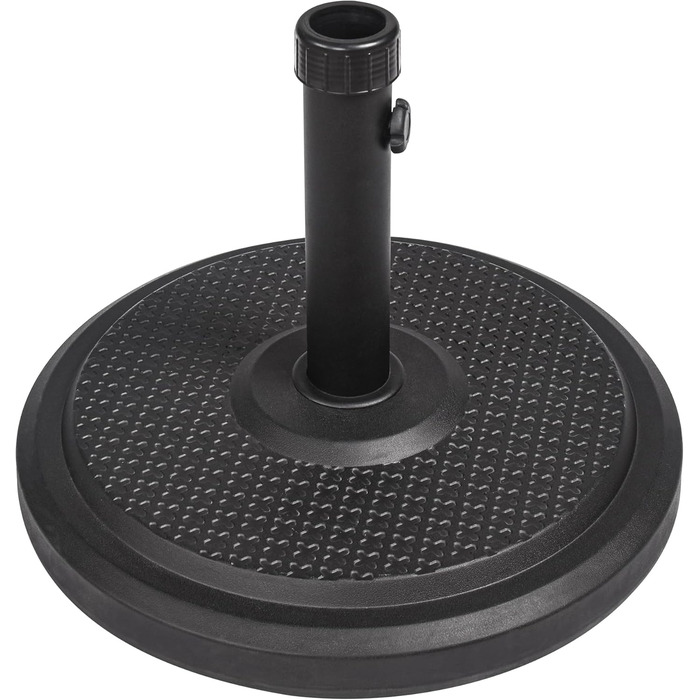 Paramondo Parasol Stand, Standard Round, Black, Made of Polymer Concrete, for Mast Thickness up to Ø 50mm, Includes Adapter Sleeves