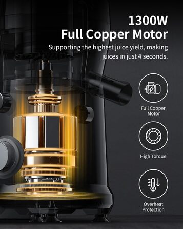 Центрифужна соковижималка GDOR 1300W для овочів та фруктів, широкий завантажувальний отвір 81мм, чаша 1250мл, 3 швидкості, срібляста