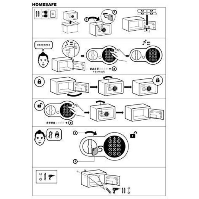 Домашній сейф HomeSafe HV24E з електронним замком, 20x44x38 см. Захист для грошей, прикрас, документів та ноутбука (50x35x35 см)