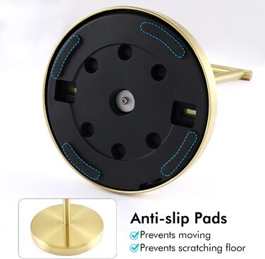 Stainless Steel Freestanding Toilet Paper Holder with Weighted Base - Brushed Gold Finish (51.3cm)