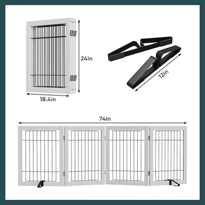 Бамбукове перегородка для тварин Semiocthome з 2 стійками, 61 см, 2 панелі. Безпечний загороджувальний забір для собак та котів, для дому та сходів.