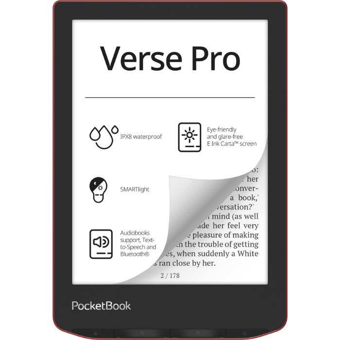Електронна книга PocketBook Verse Pro 16 ГБ, 6 дюймів, червона