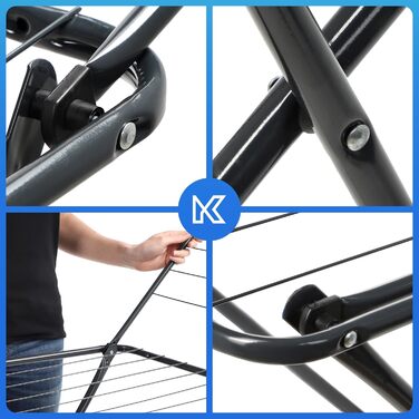 Сушарка для білизни KADAX з крилами, 18/23м, сталева, складна (біла/чорна)