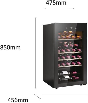 Haier 34 Bottle Wine Refrigerator - 1 Zone Wine Cooler with UV Glass Door, Wi-Fi & Touch Display