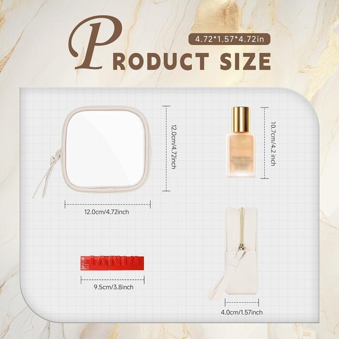 Косметичка жіноча мініатюрна, водонепроникна, з PU матеріалу, органайзер для косметики та аксесуарів, чорний/бежевий (C-чорний/бежевий, S)