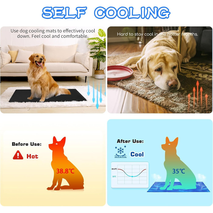 Килимок охолоджуючий для собак та котів, самоохолоджуючий, 65x50 см, чорний