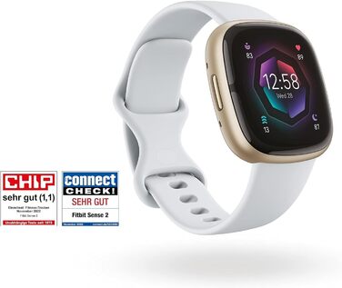 Розумний годинник Fitbit Sense 2 – фітнес-трекер з GPS, EKG та аналізом сну – сумісний з Android/iOS – колір Nebelblau (туманно-блакитний)