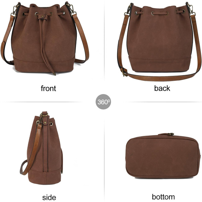 Сумка жіноча AFKOMST через плече, велика м'яка сумка-шопер з двома ременями (темно-коричнева)