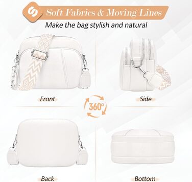 Сумка жіноча через плече кросбоді біла зі шкіри, маленька, з широким ременем та відділенням для карт, знімний ремінець