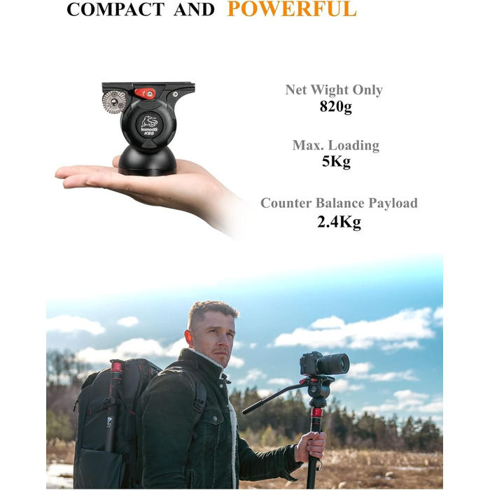 Штатив-монопод IFOOTAGE Cobra 3 C180F-P з підніжжям, 181 см, карбон, до 8 кг