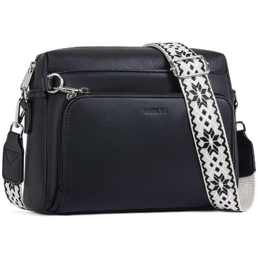 Сумка жіноча через плече MUIIKOLA кросбоді, екошкіра, чорна. Регульований ремінець.