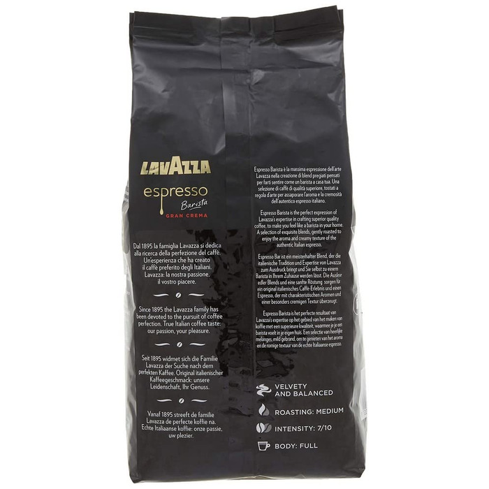Кава в зернах Lavazza Espresso Barista Gran Crema, інтенсивність 9/10, середній обсмал, 1 кг (набір 2 упаковки)