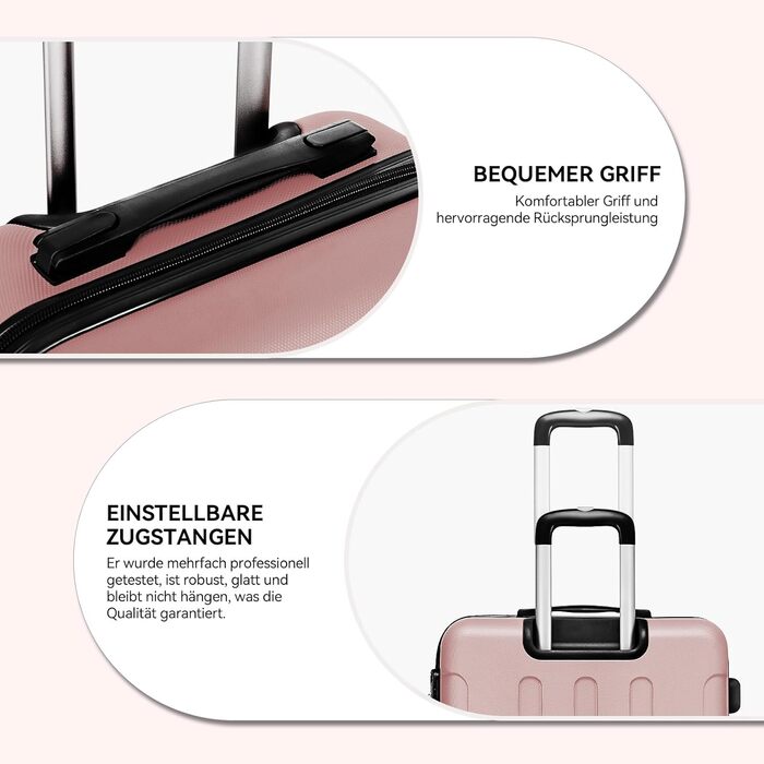 Чемодан Beibye з подвійними колесами Hardcase, XL-L-M, 14 кольорів (Розове золото), ручна поклажа (55 см)
