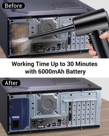 Електричний пилосос для повітря з HD-дисплеєм - Air Duster 200000 RPM з LED-підсвічуванням, міні-фен з акумулятором, спрей стисненого повітря для чищення ПК, повітряний пилосос для клавіатури, дому, вулиці, авто, W06 (чорний)