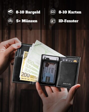 Портмоне чоловіче DODENSHA MagSnap Slim з відділенням для монет, RFID захистом, на 10+ карт, чорно-червоне (сіро-срібне)