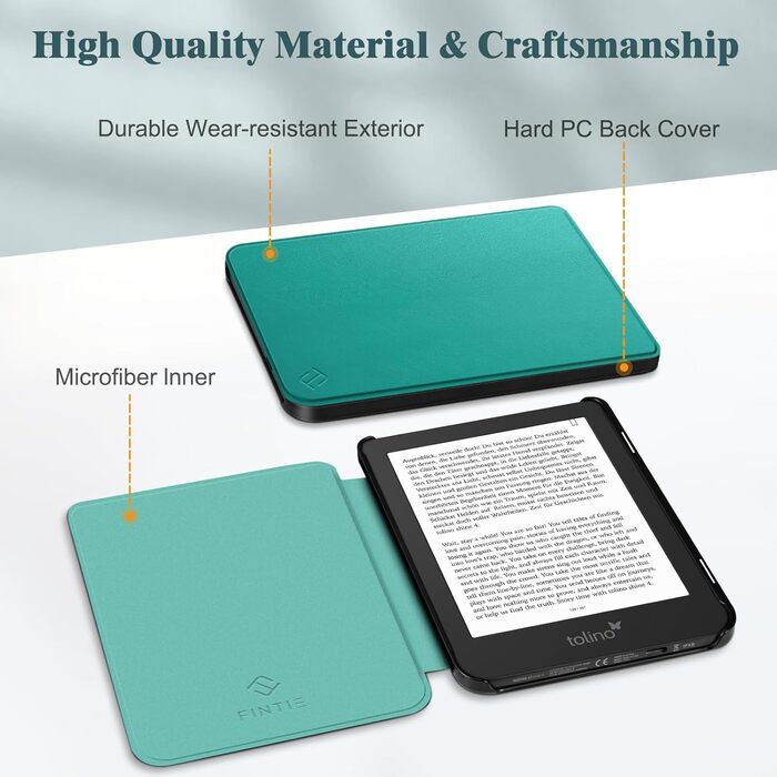 Чохол Fintie для Tolino Shine Color/Shine(2024)/Shine 4(2022) & Kobo Clara Colour/Clara BW(2024)/Clara 2E(2022) eReader - ультратонкий з авто-сном/пробудженням та магнітною застібкою, блакитний мармур (Z - смарагдовий)