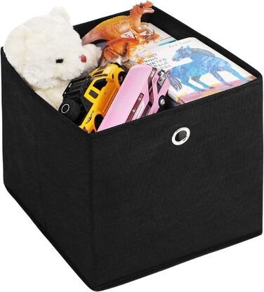 SONGMICS Storage Box, 6 Pack, Folding Box, Foldable Organizer, with Finger Hole, 30 x 30 x 30 cm, RFB02H-3 (Grey+ Black+ Beige)